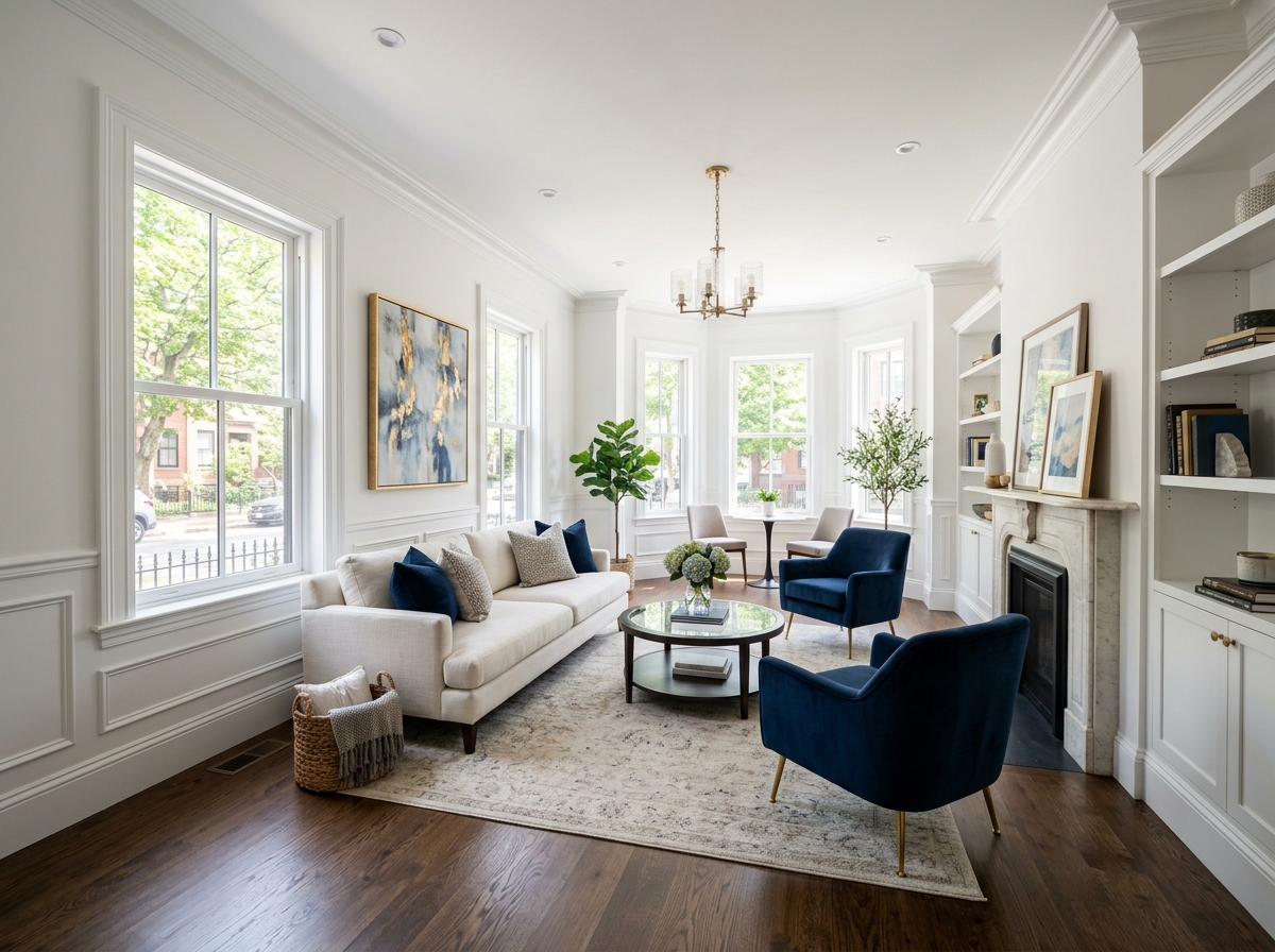 Living room renovation — Newton, MA